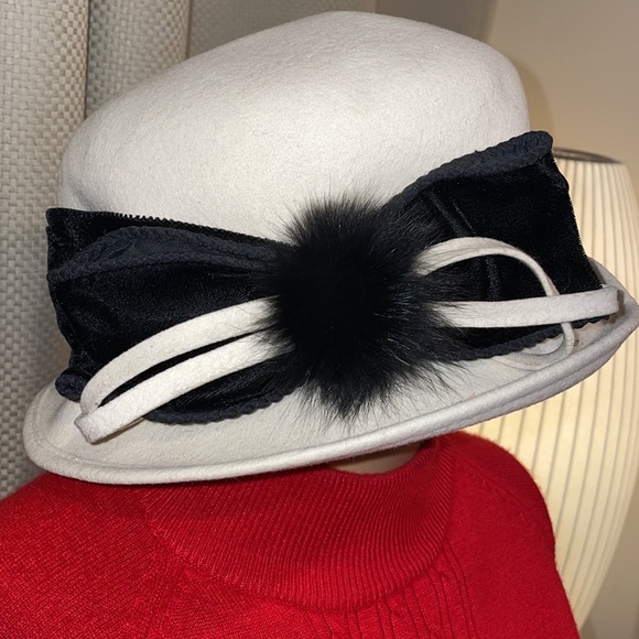 Galliano Sorbatti Wool Hat - Made in Italy ivory and black. - Picture 3 of 6